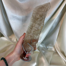 Load image into Gallery viewer, XL Double-Sided Smoky Quartz Specimen with Exposed Rutile on custom stand (1lb4oz)