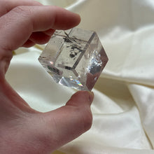Load image into Gallery viewer, Rainbow-Filled Clear Quartz Cube Carving B