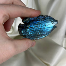 Load image into Gallery viewer, Ultra Flashy Detailed Labradorite Fish Carving B