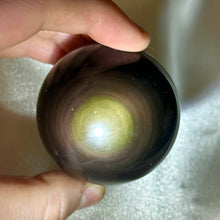 Load image into Gallery viewer, Peachy Sunset Rainbow Obsidian Sphere