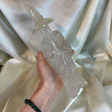 Load image into Gallery viewer, XL Rainbow-Filled Clear Quartz Wizard Carving (2lb2oz)