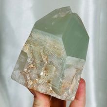 Load image into Gallery viewer, Lithium x Chlorite Quartz Partially Polished Tower I (1lb 1oz)