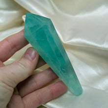 Load image into Gallery viewer, “Baja Blast” Fluorite Wand Carving