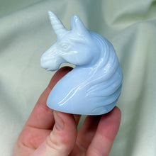 Load image into Gallery viewer, Blue Chalcedony Unicorn Carving