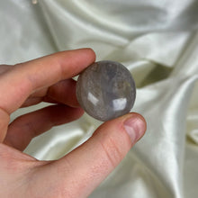 Load image into Gallery viewer, Mini Blue Rose Quartz Palmstone with Smoky Quartz