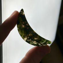 Load image into Gallery viewer, Moss Agate Moon Carving E