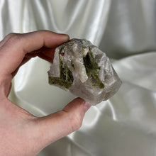 Load image into Gallery viewer, Green Tourmaline on Smoky Quartz Specimen