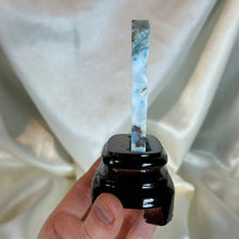 Load image into Gallery viewer, AAA Larimar Cobra Carving with Custom Stand - Collector’s Piece