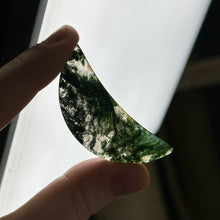 Load image into Gallery viewer, Moss Agate Moon Carving M