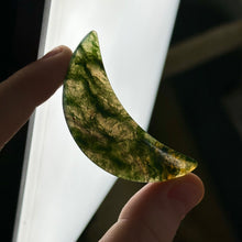 Load image into Gallery viewer, Moss Agate Moon Carving C