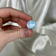 Load image into Gallery viewer, Baby Blue and Sea Green Chatoyant Larimar Sphere