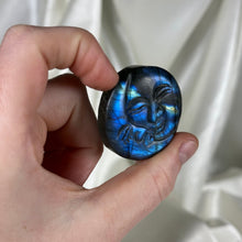 Load image into Gallery viewer, Deep Blue Labradorite Sun Moon Carving