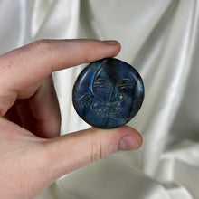 Load image into Gallery viewer, Deep Blue Labradorite Sun Moon Carving