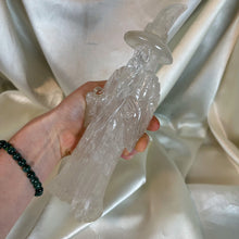 Load image into Gallery viewer, XL Rainbow-Filled Clear Quartz Wizard Carving (2lb2oz)