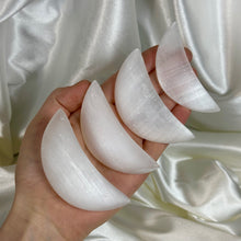Load image into Gallery viewer, Satin Spar Moon Carvings