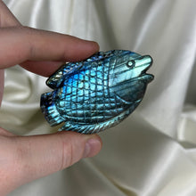 Load image into Gallery viewer, Ultra Flashy Detailed Labradorite Fish Carving B