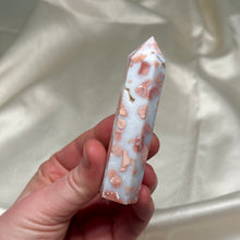 Load image into Gallery viewer, Cotton Candy Agate Tower (Brecciated Pink Jasper in Milky Chalcedony)