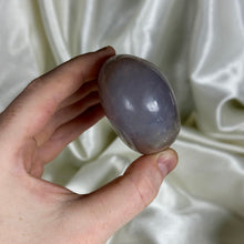 Load image into Gallery viewer, Deep Lavender-Blue Rose Quartz with Smoky Quartz Palmstone