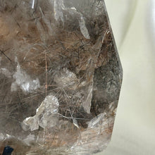 Load image into Gallery viewer, XXL Tourmaline and Rutile in Quartz with Lodolite on Stand