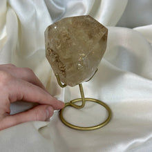 Load image into Gallery viewer, Natural Elestial Half Polished Citrine Freeform with Rainbows on Stand