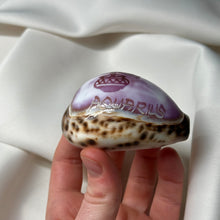 Load image into Gallery viewer, Purple Cowrie with Painted Aquarius Zodiac Design