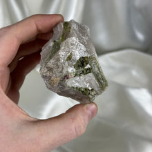 Load image into Gallery viewer, Green Tourmaline on Smoky Quartz Specimen