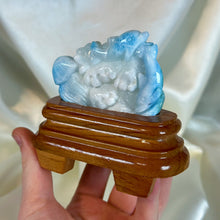 Load image into Gallery viewer, AAA Larimar “Sea-Scape” Carving with Custom Stand - Collector’s Piece