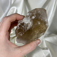 Load image into Gallery viewer, Unpolished 11.3oz Raw Honey Citrine with a Smoky Phantom, Black Tourmaline and Golden Mica