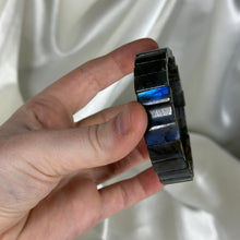 Load image into Gallery viewer, Blue Flash Labradorite Beaded Stretch Bangle