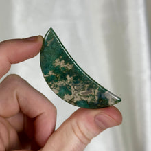 Load image into Gallery viewer, Moss Agate Moon Carving D
