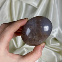 Load image into Gallery viewer, Deep Lavender-Blue Rose Quartz with Smoky Quartz Palmstone
