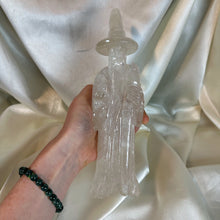 Load image into Gallery viewer, XL Rainbow-Filled Clear Quartz Wizard Carving (2lb2oz)