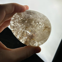 Load image into Gallery viewer, Beautiful Rutilated Lodolite Lens (Half Polished)