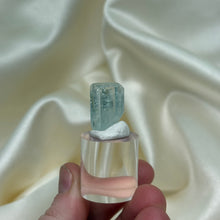 Load image into Gallery viewer, Aquamarine Specimen with Muscovite on Stand A