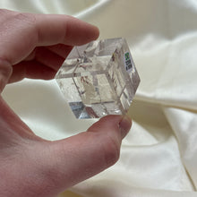 Load image into Gallery viewer, Rainbow-Filled Clear Quartz Cube Carving B