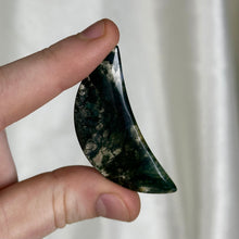 Load image into Gallery viewer, Moss Agate Moon Carving M
