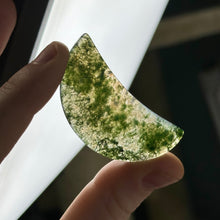 Load image into Gallery viewer, Moss Agate Moon Carving O