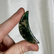 Load image into Gallery viewer, Moss Agate Moon Carving G