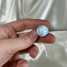 Load image into Gallery viewer, Baby Blue and Sea Green Chatoyant Larimar Sphere
