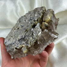 Load image into Gallery viewer, XL Double-Sided Smoky Quartz Cluster with Golden Rutile 1lb 6oz