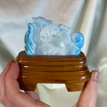 Load image into Gallery viewer, AAA Larimar “Sea-Scape” Carving with Custom Stand - Collector’s Piece