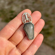 Load image into Gallery viewer, “Till We’re Bones” Sterling Silver Obsidian Necklace