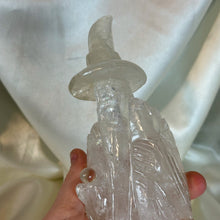 Load image into Gallery viewer, XL Rainbow-Filled Clear Quartz Wizard Carving (2lb2oz)