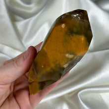 Load image into Gallery viewer, XL “Outer Space” Amphibole in Quartz Freeform on Stand