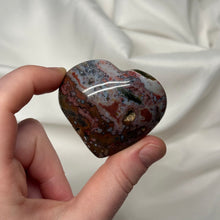 Load image into Gallery viewer, Orbicular Veinless Ocean Jasper Heart Carving