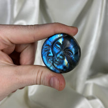 Load image into Gallery viewer, Deep Blue Labradorite Sun Moon Carving