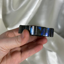 Load image into Gallery viewer, Blue Flash Labradorite Beaded Stretch Bangle