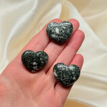 Load image into Gallery viewer, Bluestone aka Preseli Spotted Dolerite Heart Carvings from Wales