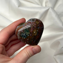 Load image into Gallery viewer, Orbicular Veinless Ocean Jasper Heart Carving