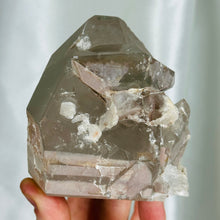 Load image into Gallery viewer, XL Lithium x Chlorite Quartz Partially Polished Tower with Floating DT (1lb 5oz)
